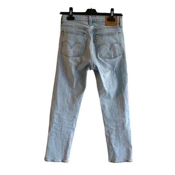 LEVI’S High Rise Wedgie Straight Denim Jeans Button Fly Light Blue 25 - Picture 4 of 5